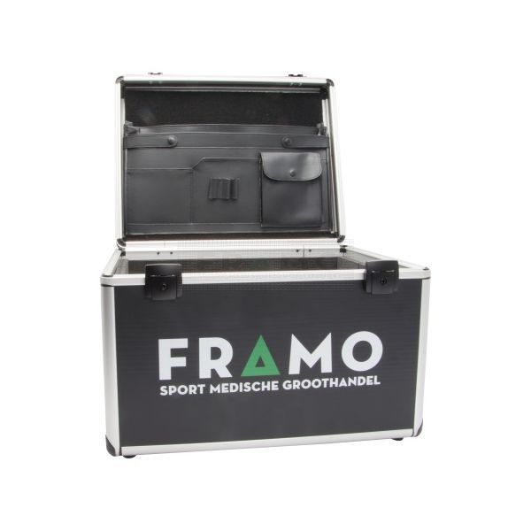 FRAMO kit 450 aluminium sportverzorgingskoffer open schuin