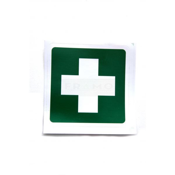 Sticker voor op verbandkoffer groen wit kruis