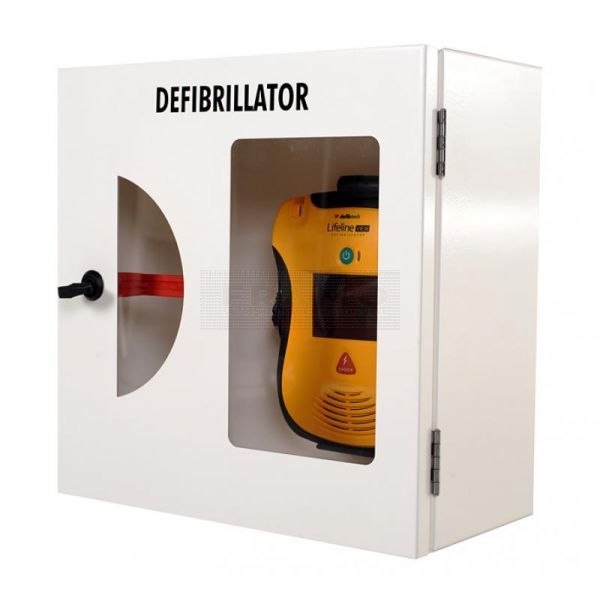 AED wandkast afsluitbaar voorzien van breekglas met alarm wit