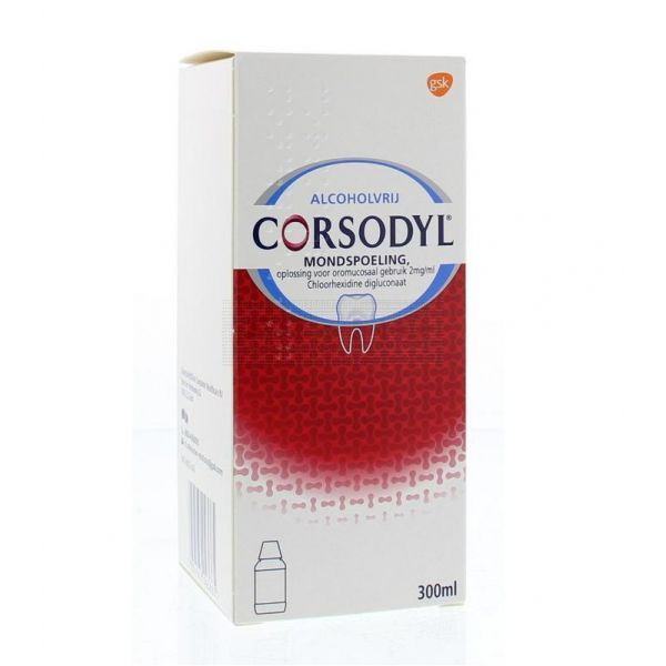 Corsodyl mondspoeling chloorhexidine 2 mg/ml flacon à 300 ml
