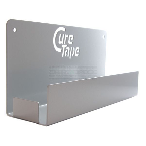 Curetape dispenser voor 5 rollen van 5 cm zilvergrijs leeg zijkant