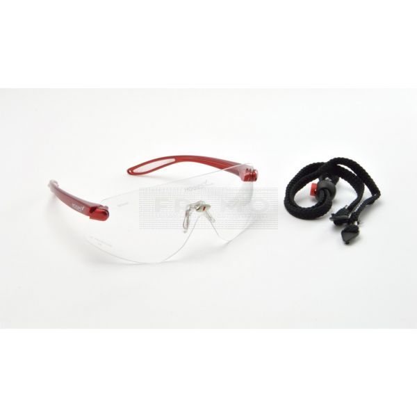 Hogies Eyeguard clear spatbril, frame metallic rood NEG001-015