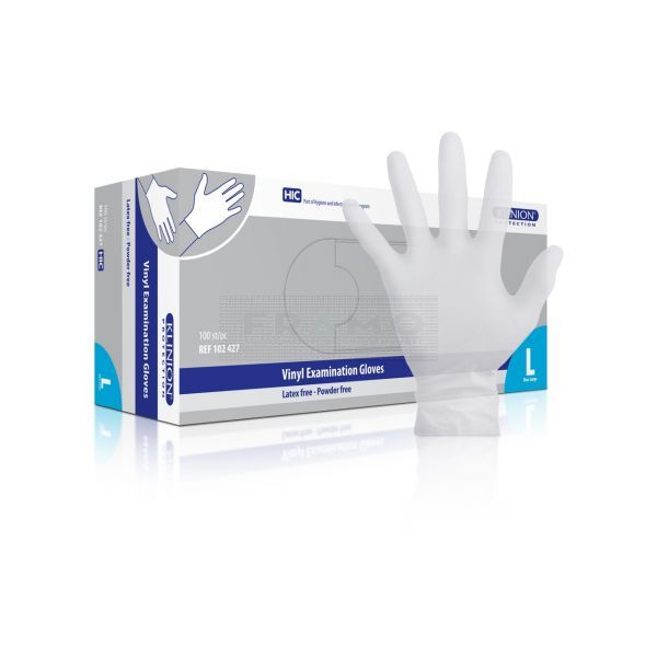 Klinion handschoen Vinyl transparant poedervrij 100 stuks wit large