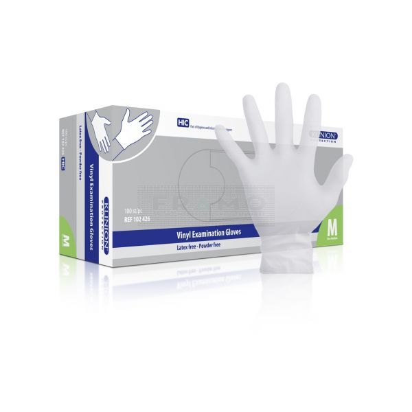 Klinion handschoen Vinyl transparant poedervrij 100 stuks wit medium