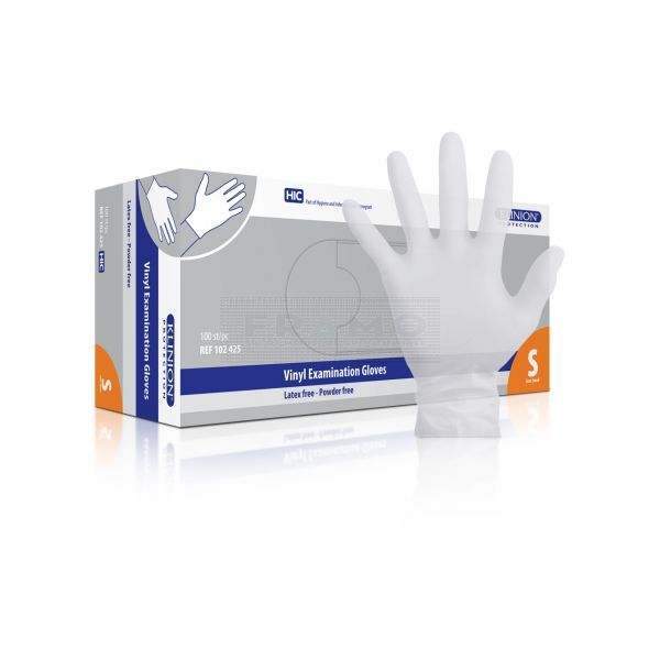 Klinion handschoen Vinyl transparant poedervrij 100 stuks wit small