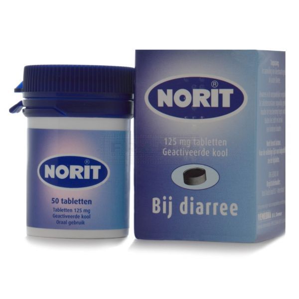 Norit Tabletten 125 mg à 50 stuks bij acute diarree en vergiftigingen