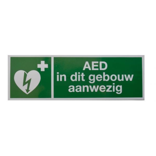 Sticker AED in dit gebouw aanwezig 10 cm x 30 cm