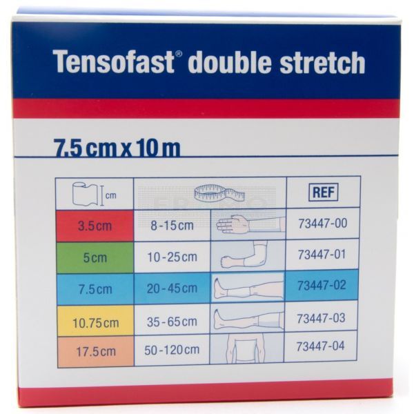 Tensofast double stretch 7,5 cm x 10 meter blauw